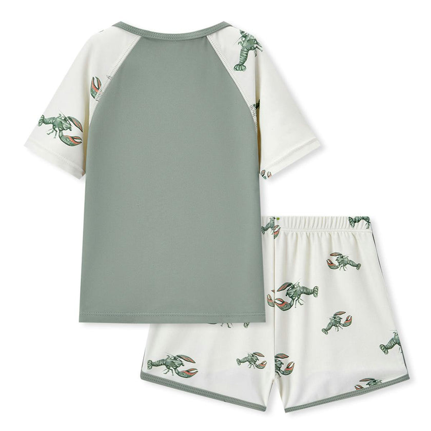 Mint Lobster Zipper Top & Swim Trunks