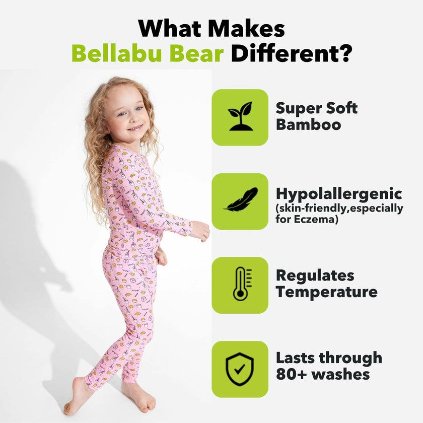 Milk & Cookies Pink Bamboo Kids Pajamas