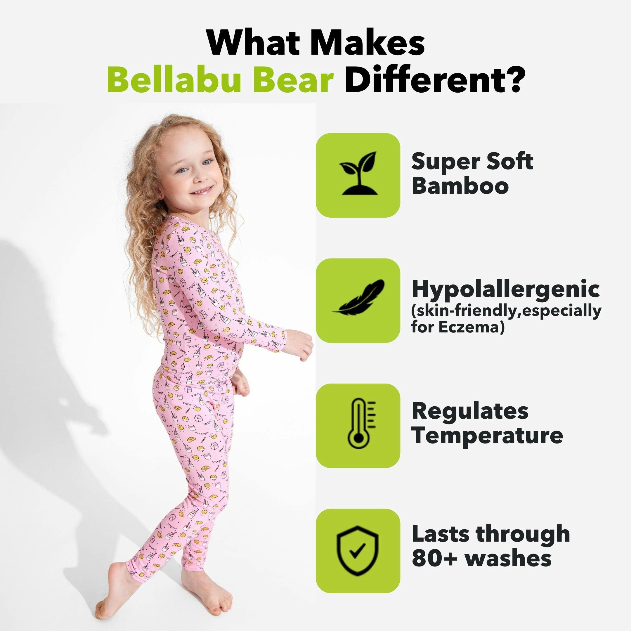 Milk & Cookies Pink Bamboo Kids Pajamas