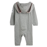 MINI RODINI Rabbit Ear Knit Jumpsuit - Grey Melange