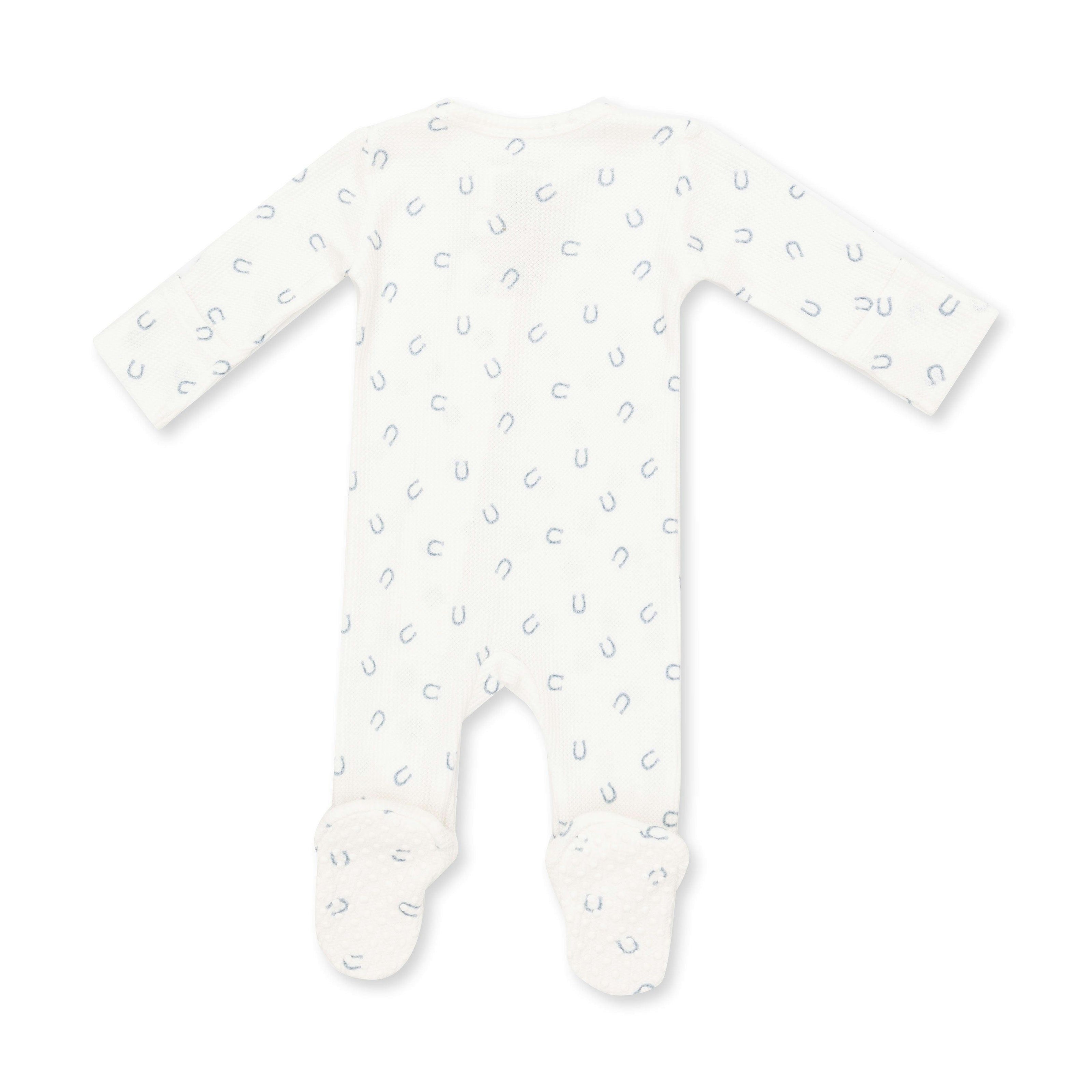 Little Horseshoes Blue - 2 Way Zipper Footie