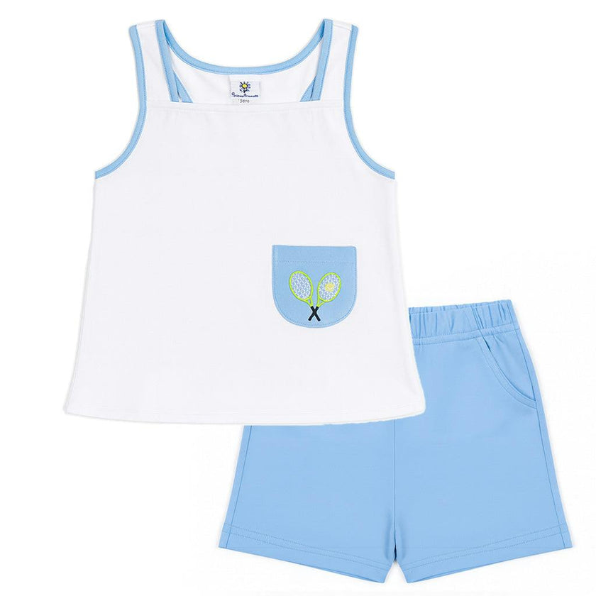 Knit Short Set With Tennis Rackets