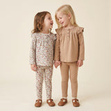 Organic Ruffle Sleeve Top Set of 2 - Woodland Sprig + Taupe