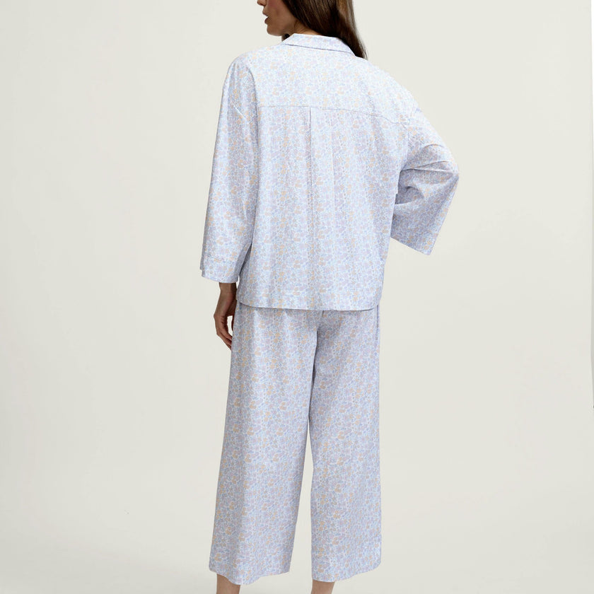 The Olivia Wide Leg Pajama Set in Fleur Blanche