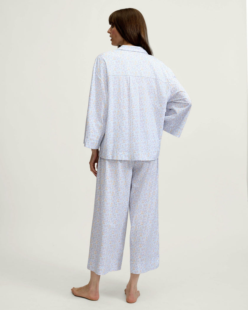 The Olivia Wide Leg Pajama Set in Fleur Blanche