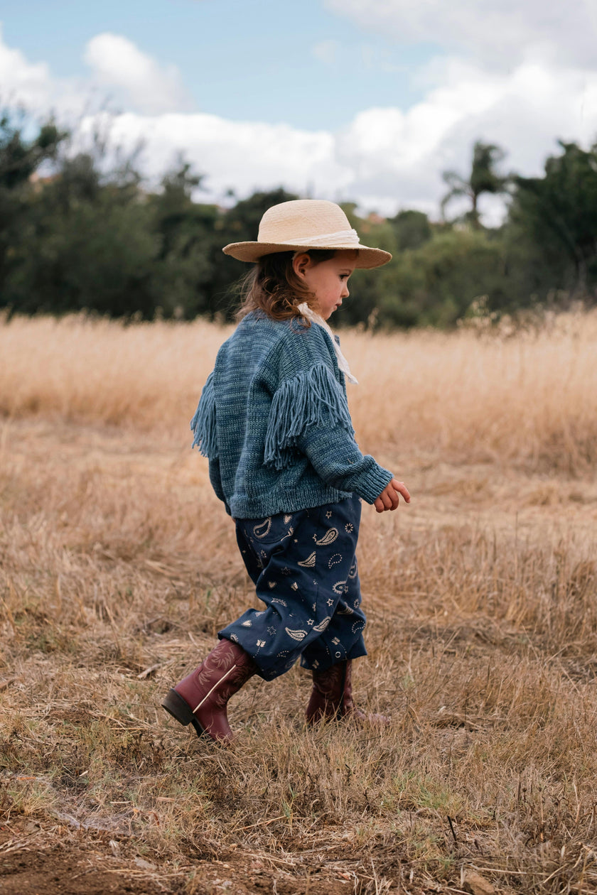 Fringed Cardigan in Luna Blue