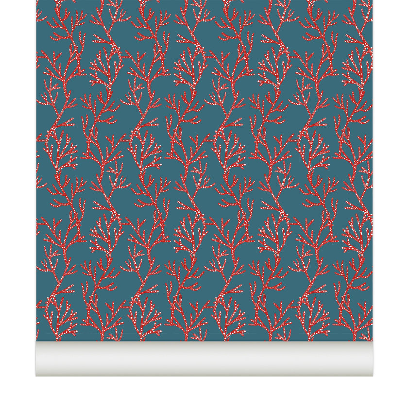 Papier peint CORAIL coloris Bleu de Prusse