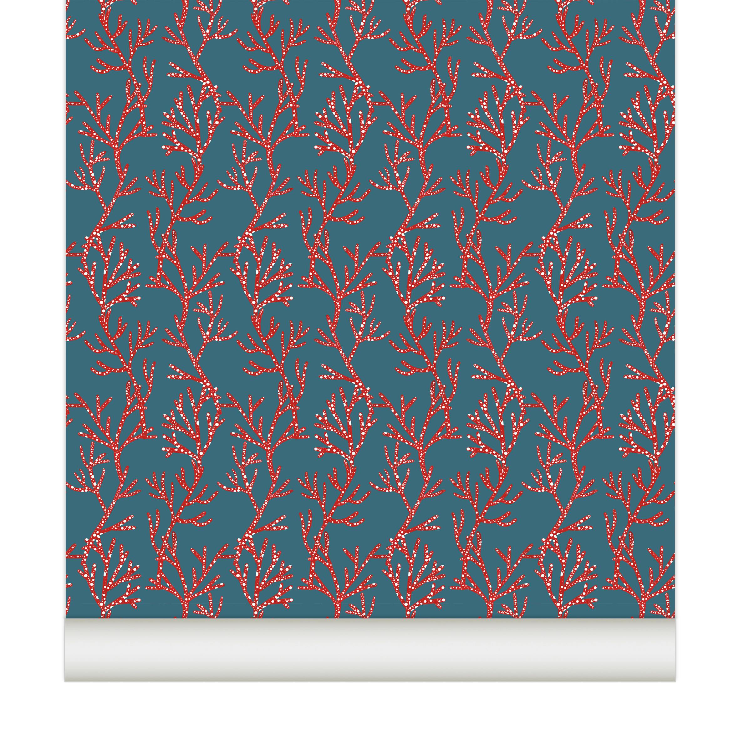 Papier peint CORAIL coloris Bleu de Prusse