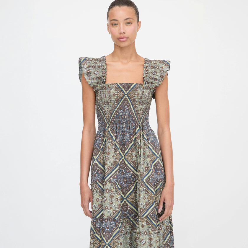 The Ellie Nap Dress - Olive Equestrian Scarf