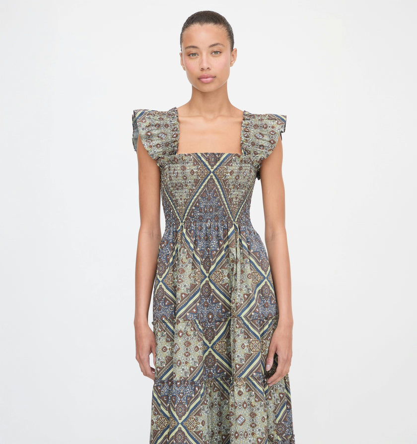 The Ellie Nap Dress - Olive Equestrian Scarf