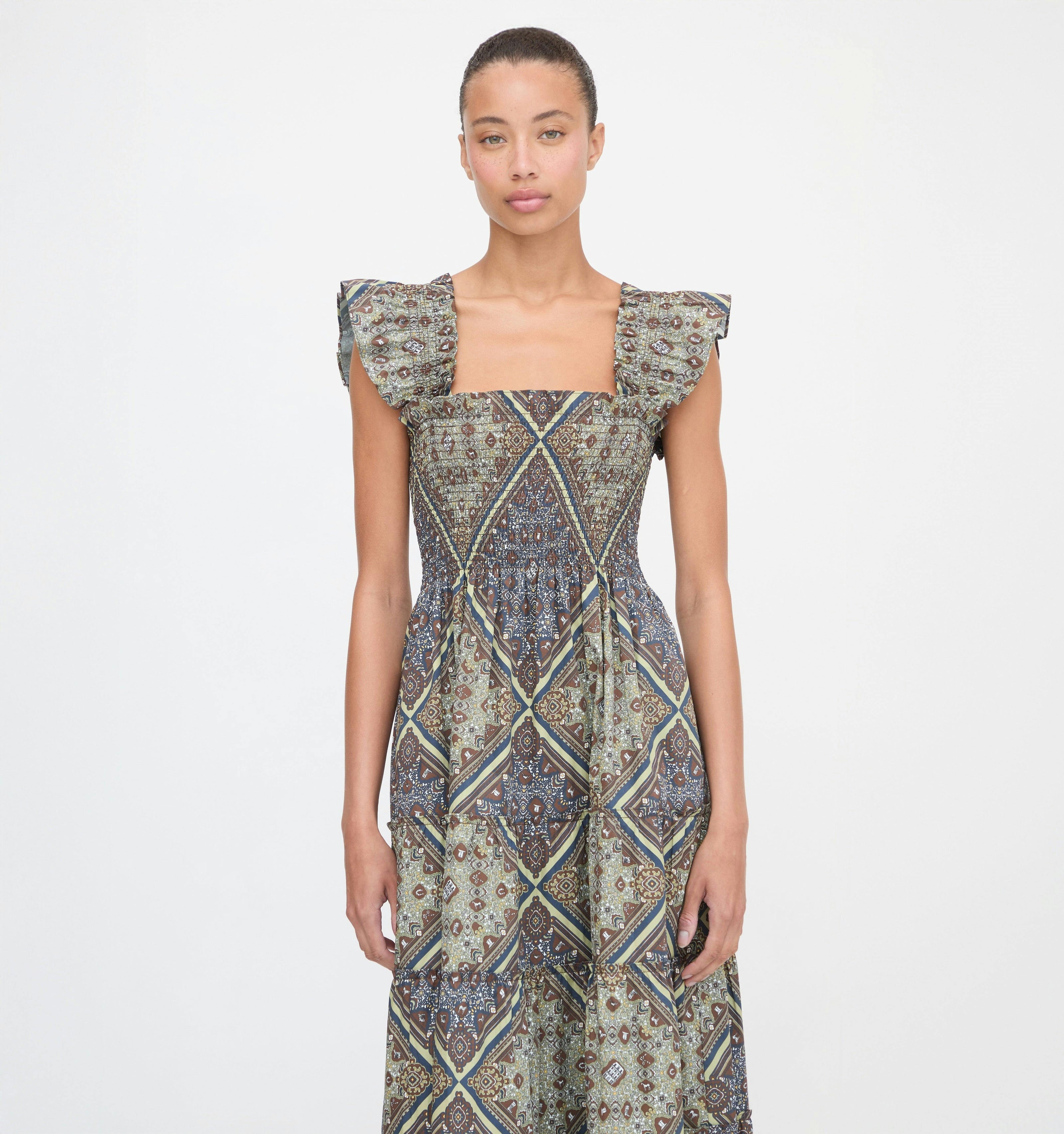 The Ellie Nap Dress - Olive Equestrian Scarf