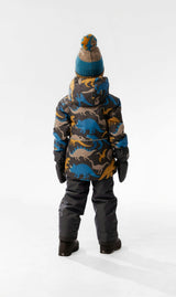 Light Weight Two Piece Chill Snowsuit Grey And Blue Dinosaur Print