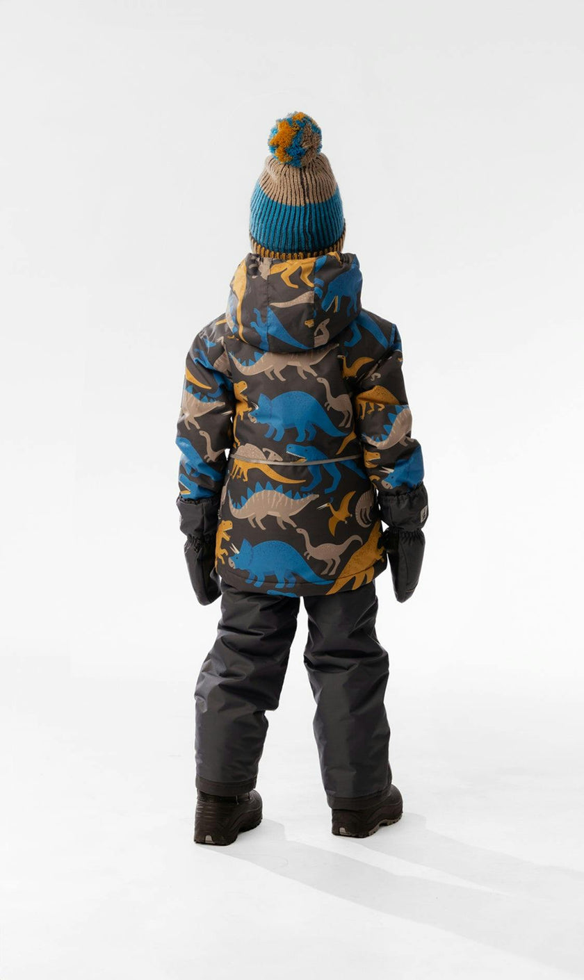 Light Weight Two Piece Chill Snowsuit Grey And Blue Dinosaur Print