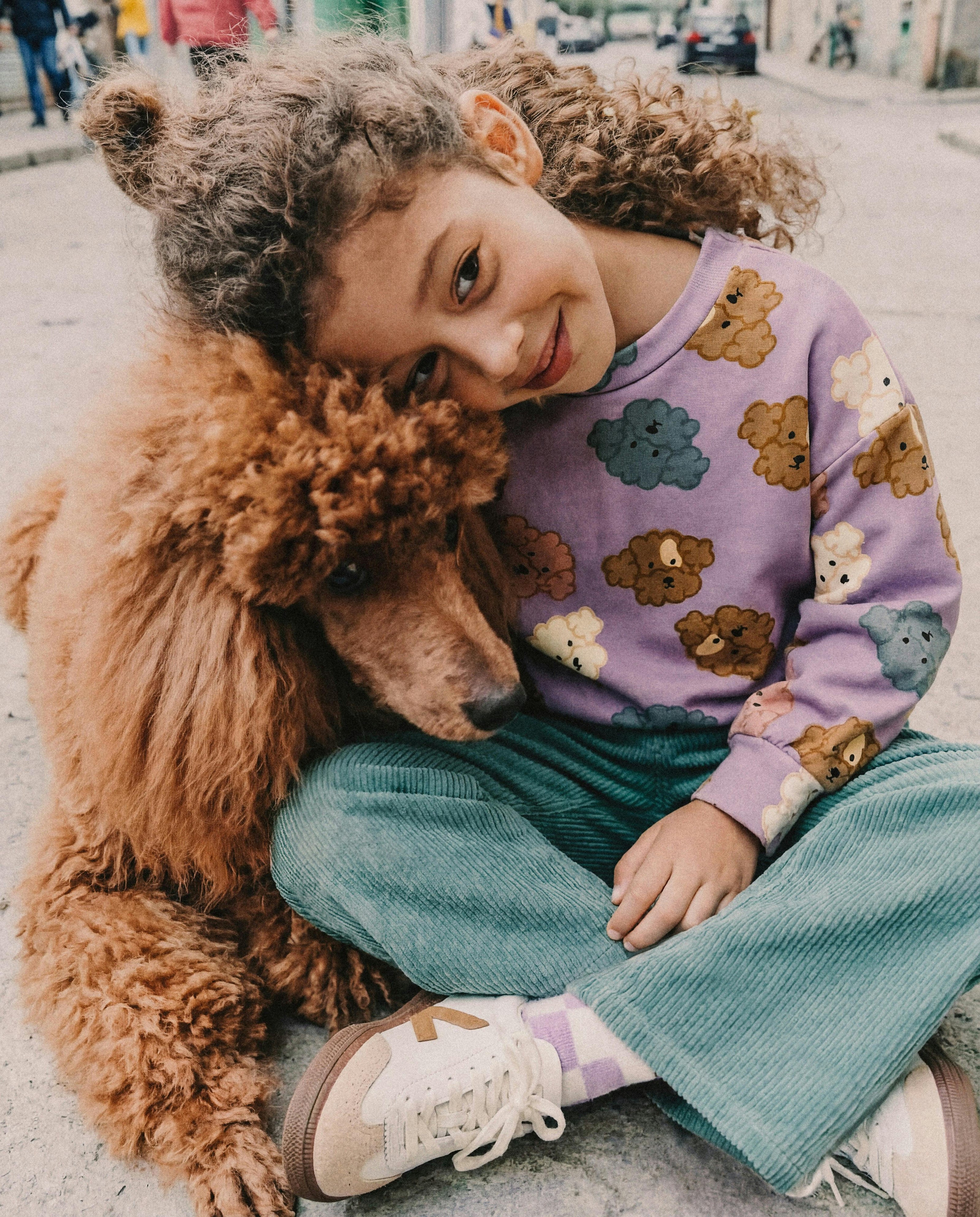 Printed Sweatshirt Purple Poodle Print