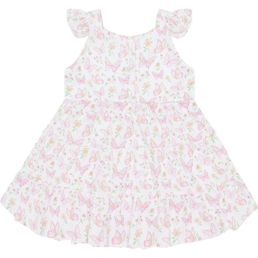 Butterflies Print Ruffle Dress