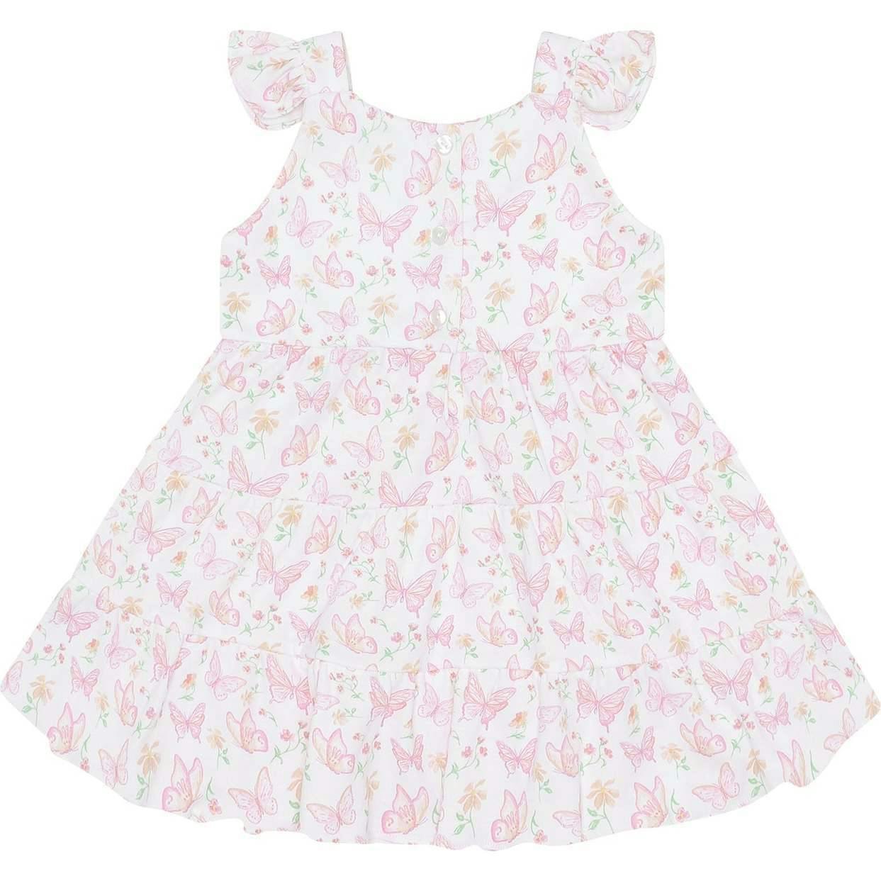 Butterflies Print Ruffle Dress