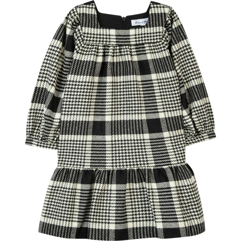 Retro Houndstooth Cotton-Blend Dress