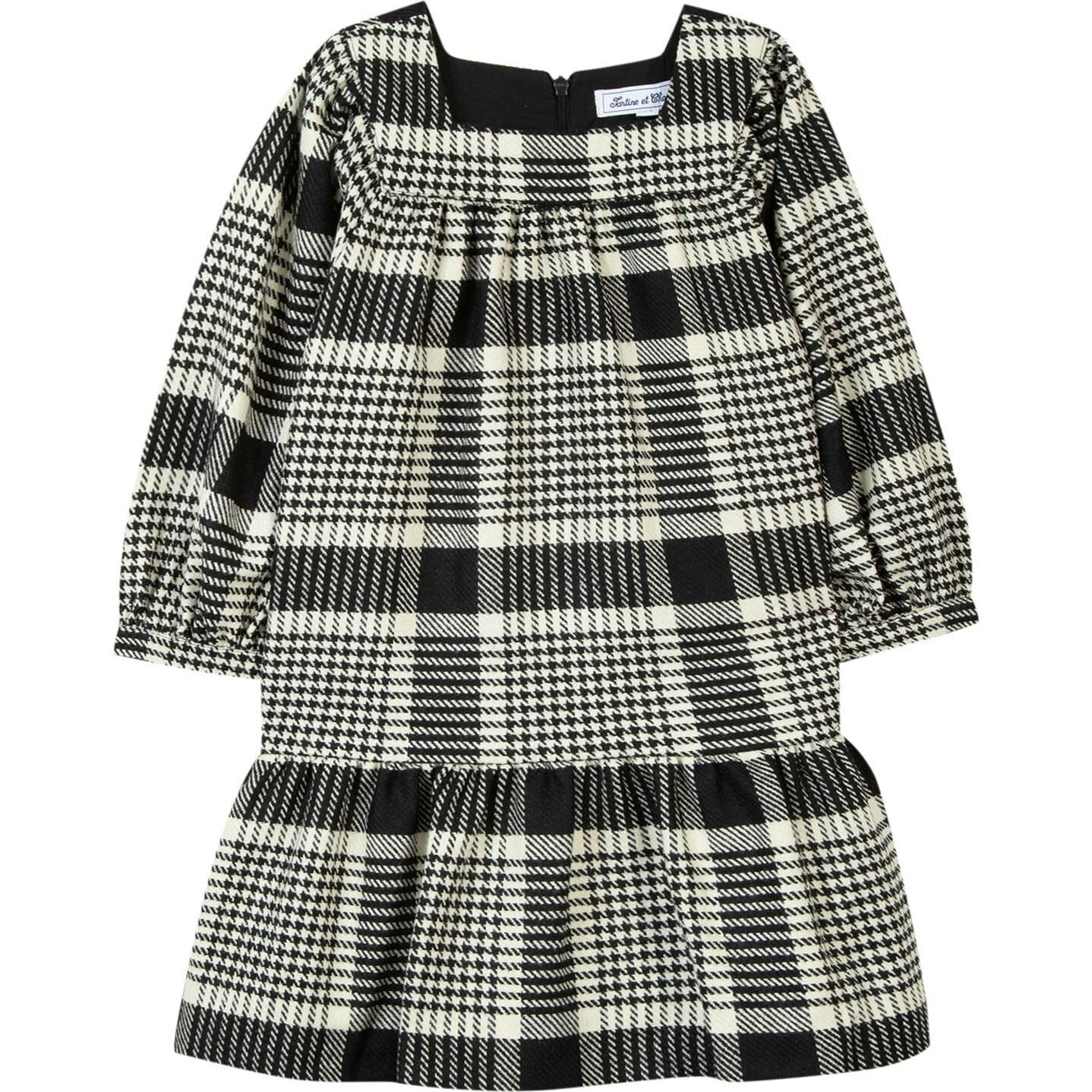Retro Houndstooth Cotton-Blend Dress