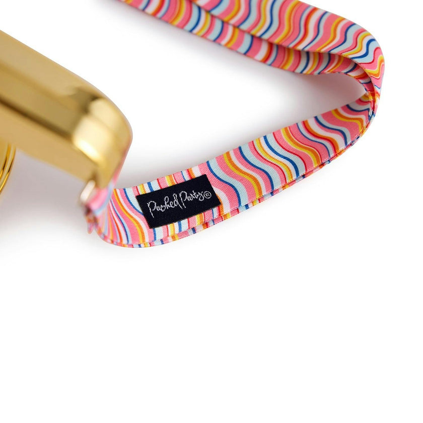 Packed Party Party Starter Gold Mini Megaphone - Shiny Gold with Pink Red Rickrack Strap, Battery Operated Party Megaphone for Bachelorettes and Birthdays