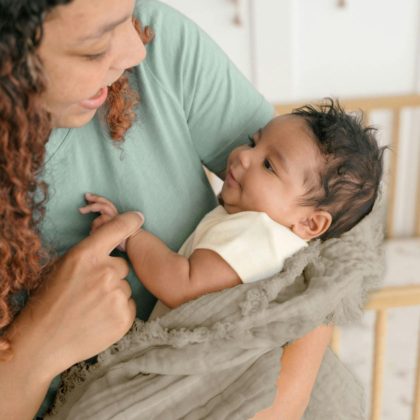 Multi-Layer Dove Grey Ombre Muslin Cotton Baby Blanket