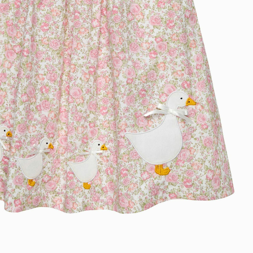 Baby Rose Smocked Duck Dress in Peach Rose Floral