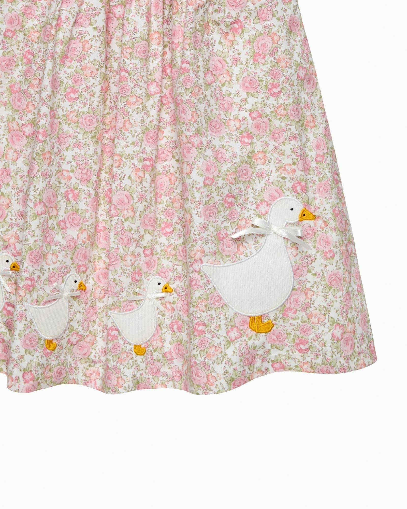Baby Rose Smocked Duck Dress in Peach Rose Floral