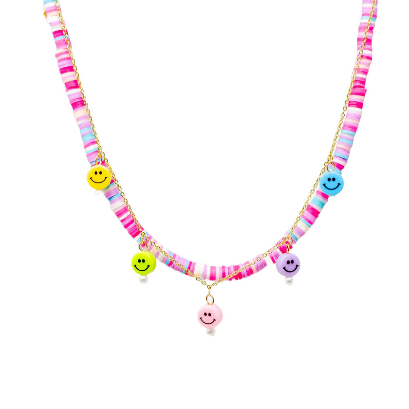 Girl'S Colorful Disk Necklace & Charm Duo