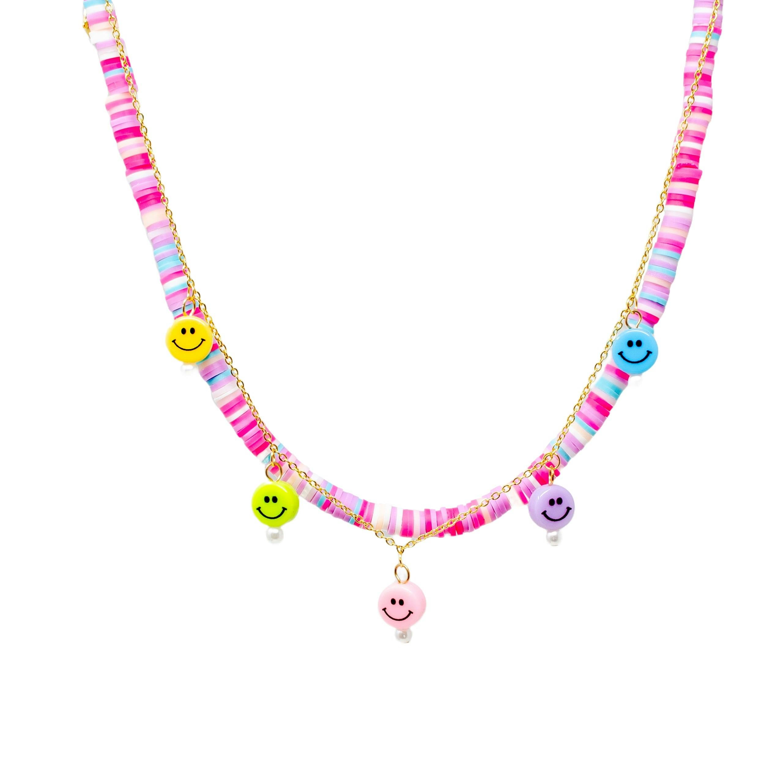 Girl'S Colorful Disk Necklace & Charm Duo