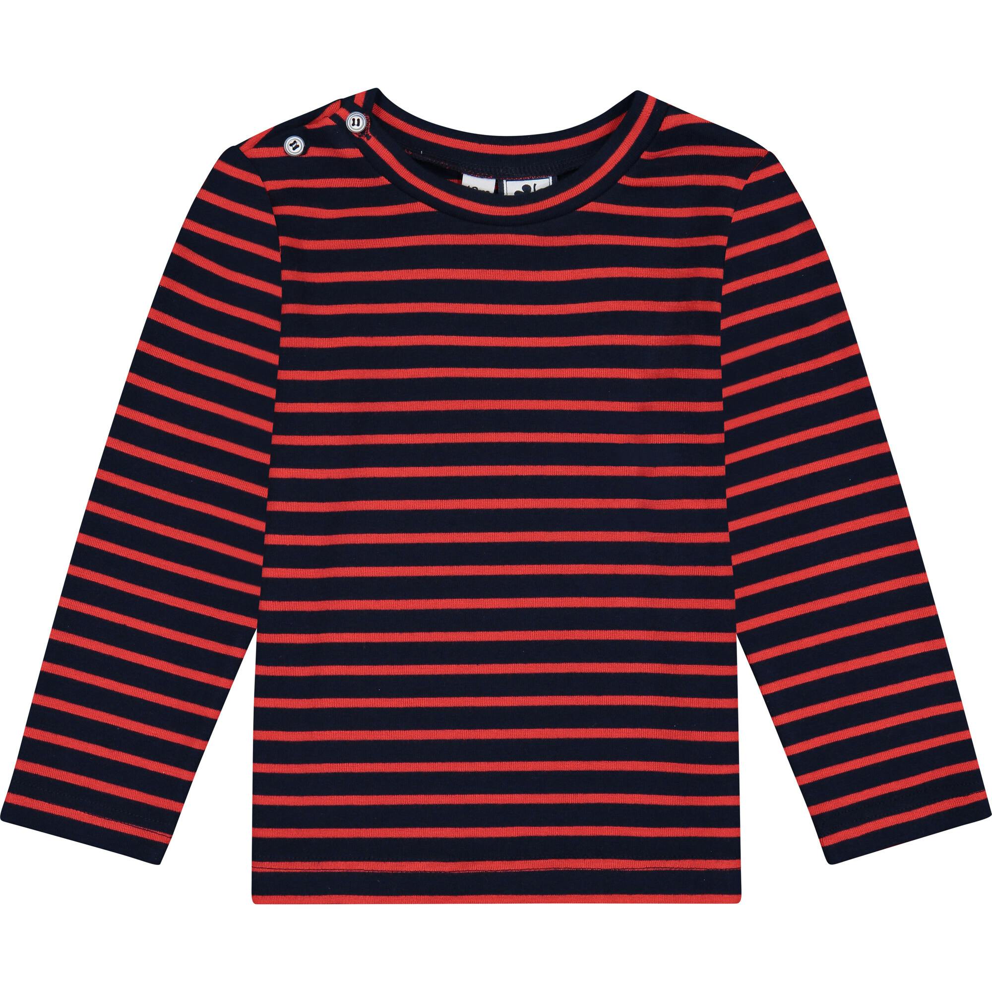 Henry Button Shoulder Long Sleeve Tee, Stripes
