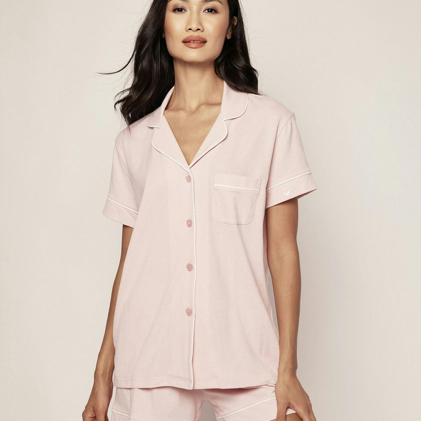 Women's Pima Short Sleeve Short Set in Pink