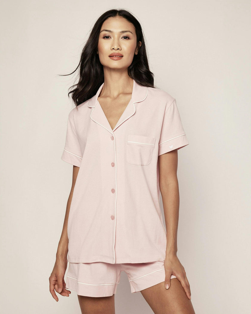 Women's Pima Short Sleeve Short Set in Pink
