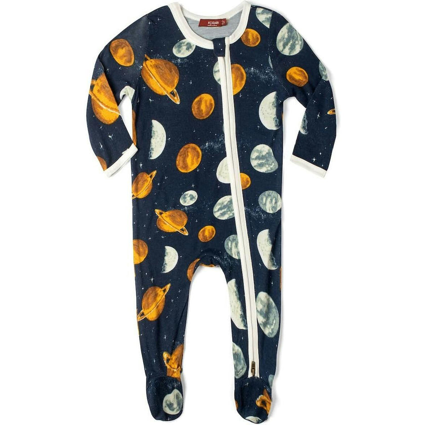 Planets Bamboo Zipper Footed Romper
