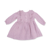 Berry Gingham - Long Sleeve Ruffle Dress and Legging