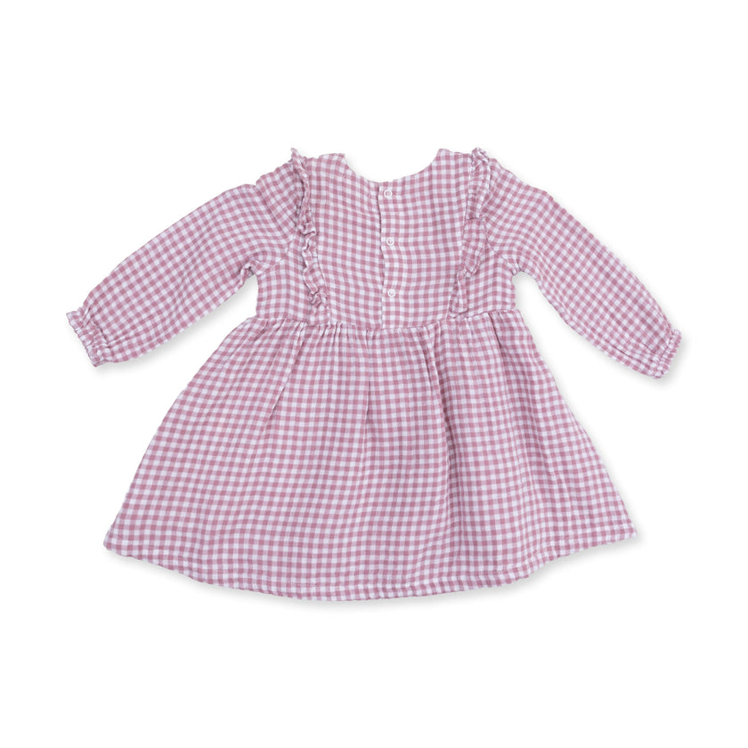 Berry Gingham - Long Sleeve Ruffle Dress and Legging