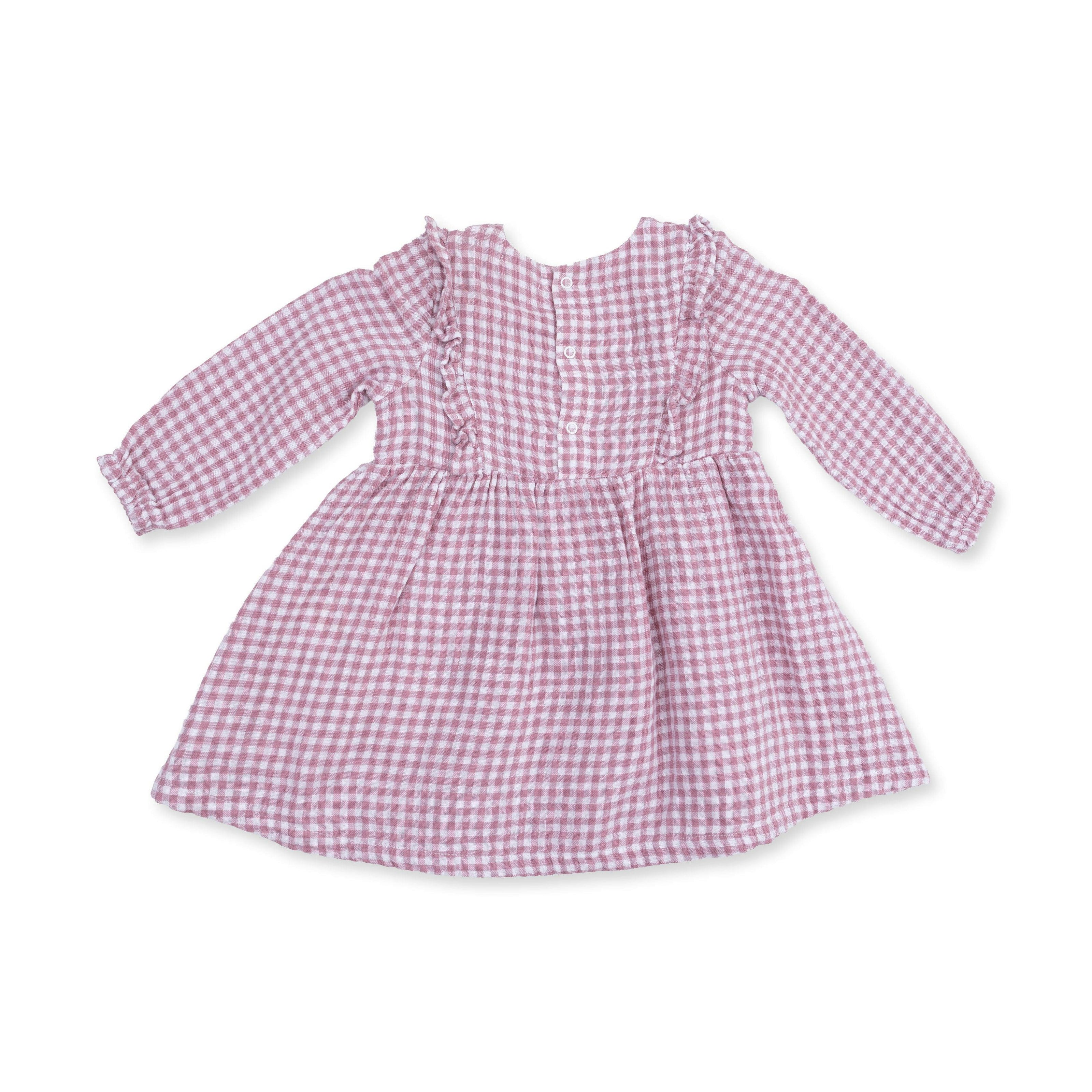 Berry Gingham - Long Sleeve Ruffle Dress and Legging