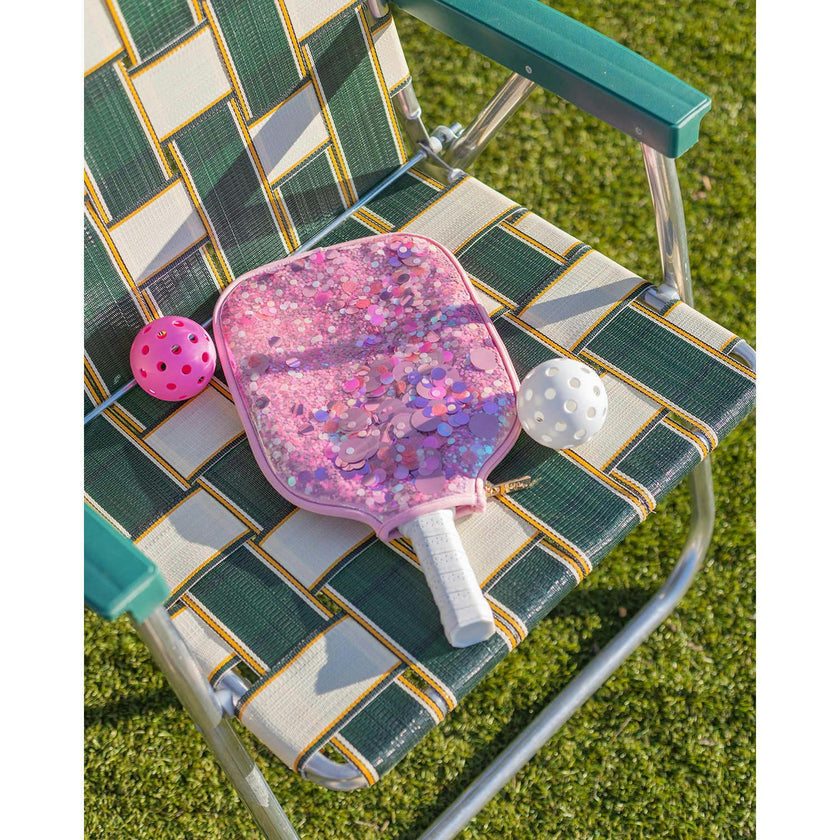 Packed Party Country Club Pickleball Paddle with Confetti-Filled Cover - Standard-Size Paddle with Protective Confetti Case, 7.8x15.75 Inch Paddle
