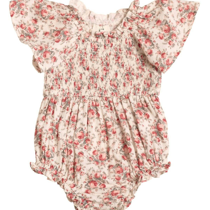 Baby Jovie Romper in Ivory Heritage Rose