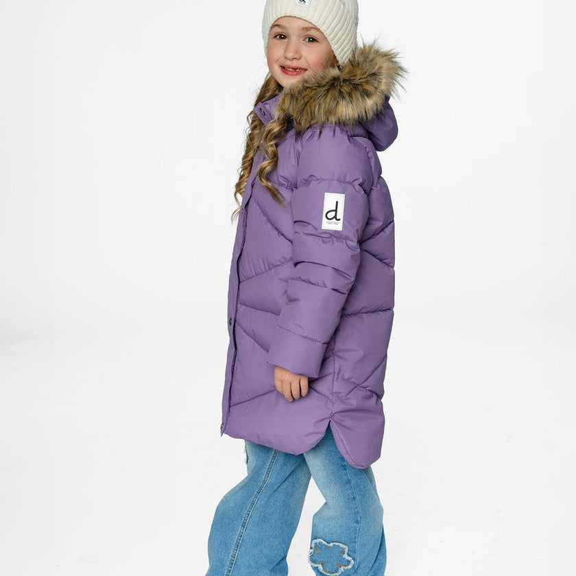 Long Winter Puffer Coat Violet