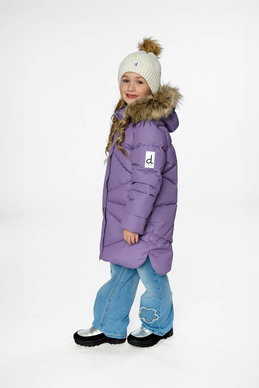 Long Winter Puffer Coat Violet