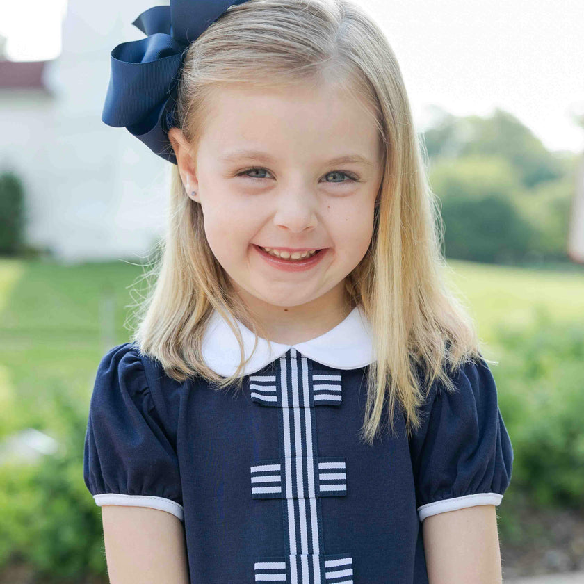 Knit Dress With Stripe Ribbon Bows