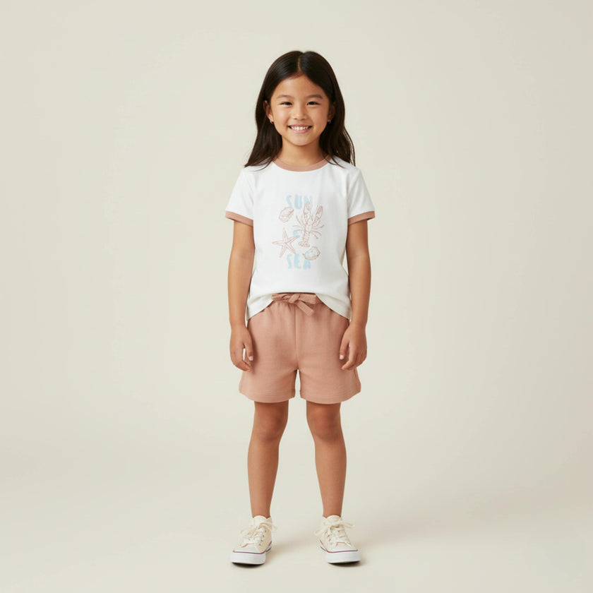 Organic Graphic Tee & Shorts Set - Beach Day