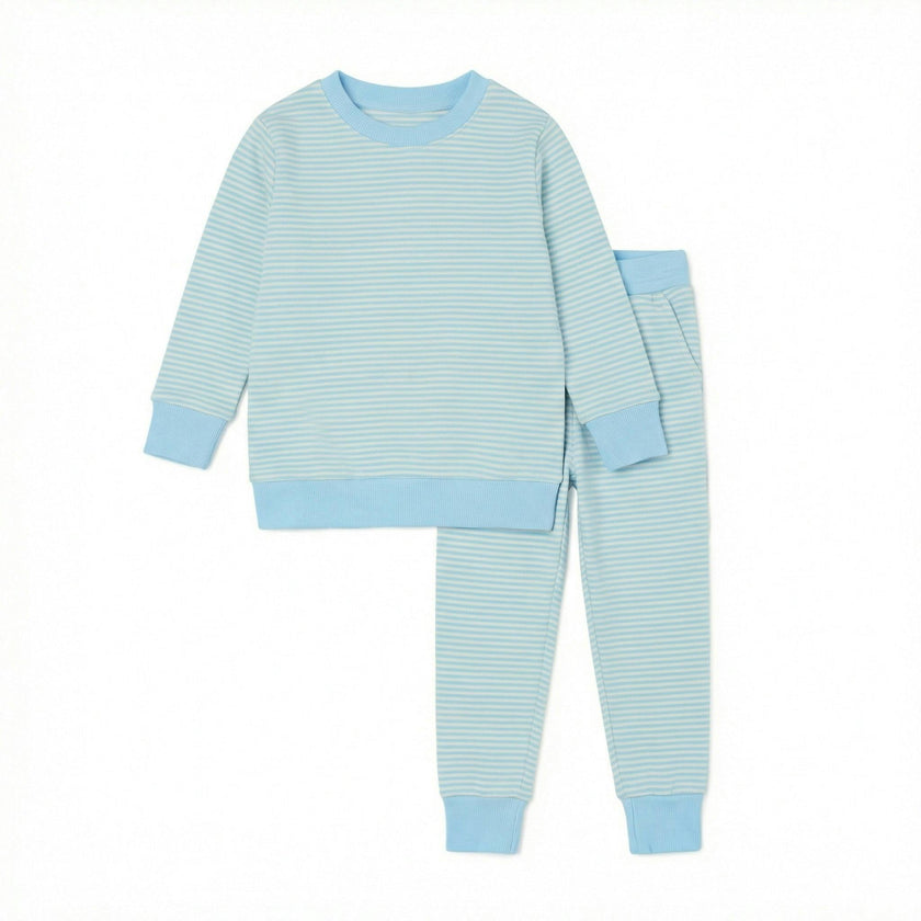 Seaside Stripe Little Lounger Bamboo Sweatsuit