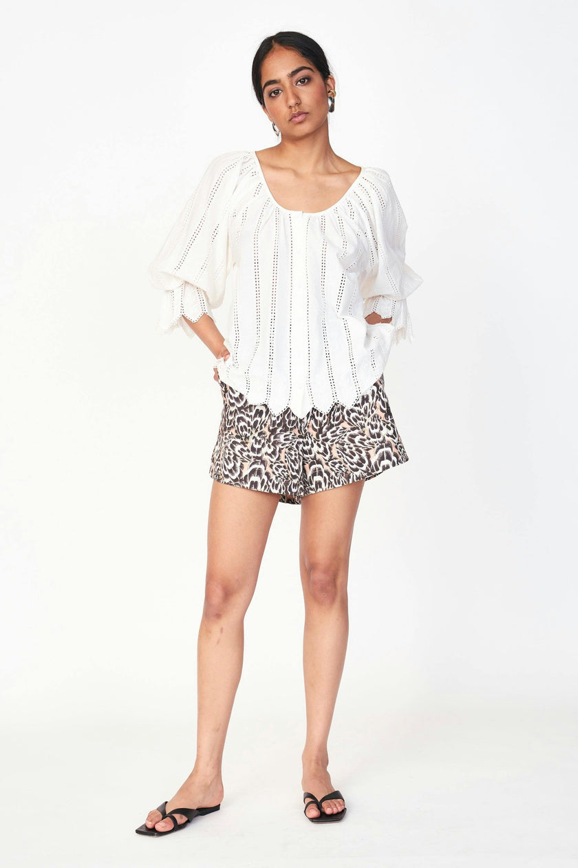 Seville Top in White Vine Eyelet