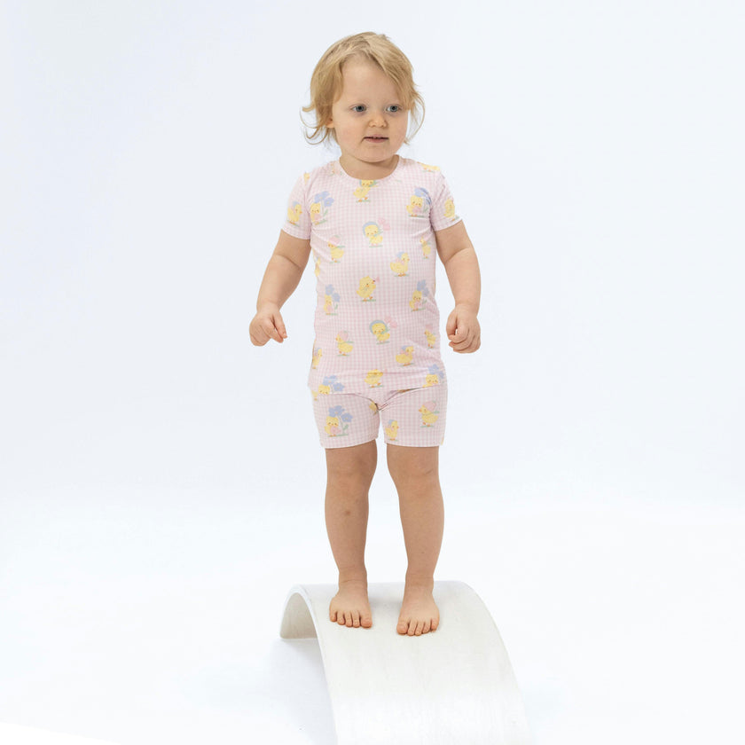 Vintage Spring Ducklings Pink - Loungewear Short Set