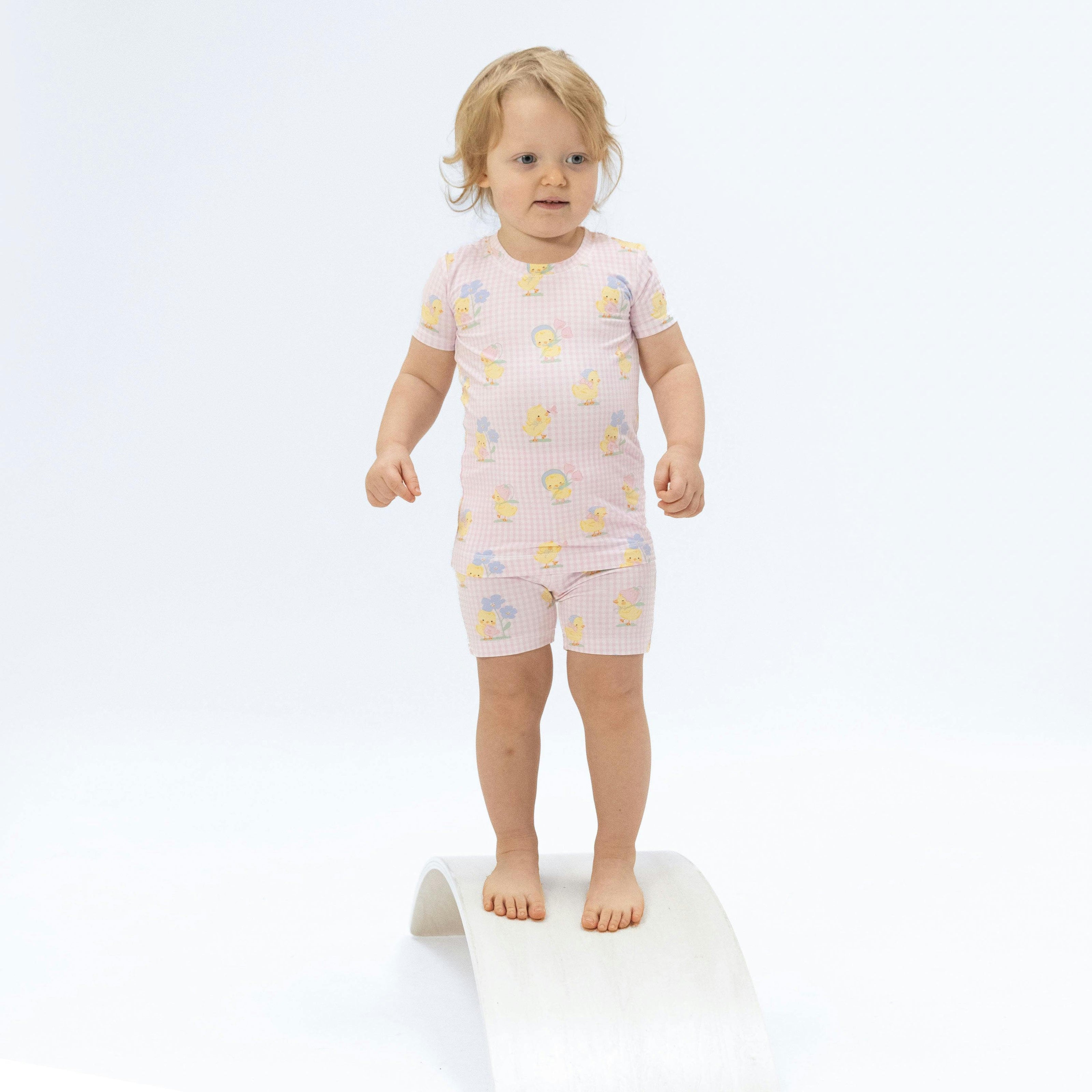 Vintage Spring Ducklings Pink - Loungewear Short Set