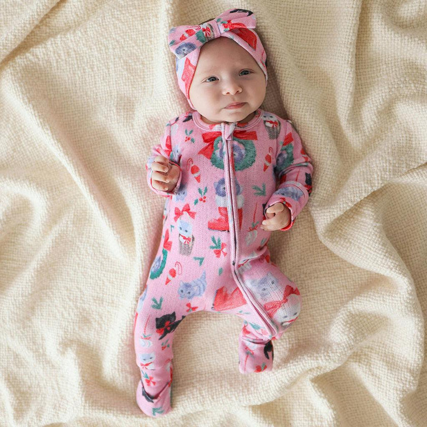 Meowy Christmas Brushed Pointelle Convertible One Piece