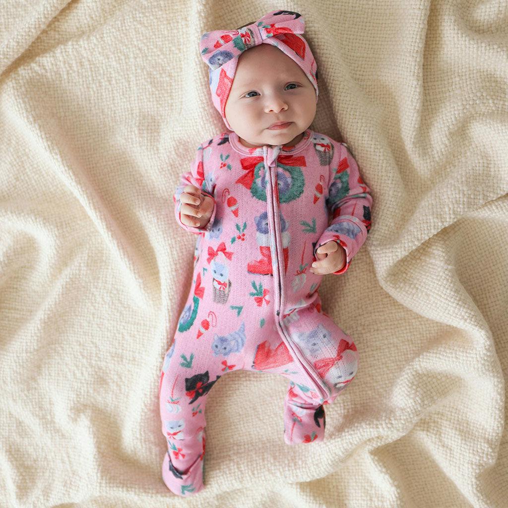 Meowy Christmas Brushed Pointelle Convertible One Piece