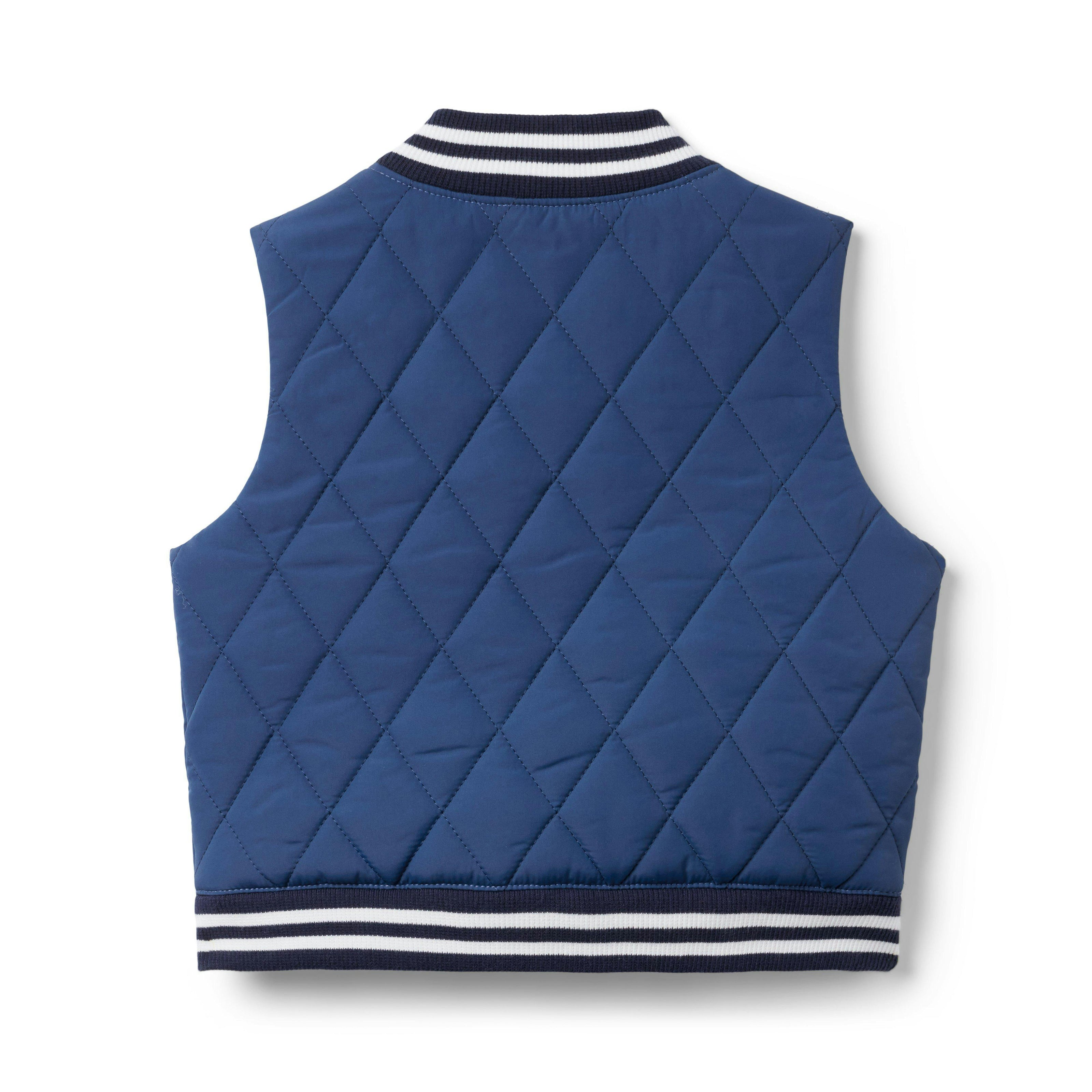 The Varsity Puffer Vest, blue