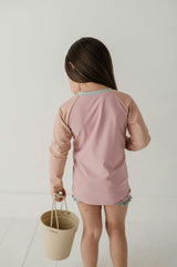 Girl's Zip Rash Guard Swimsuit