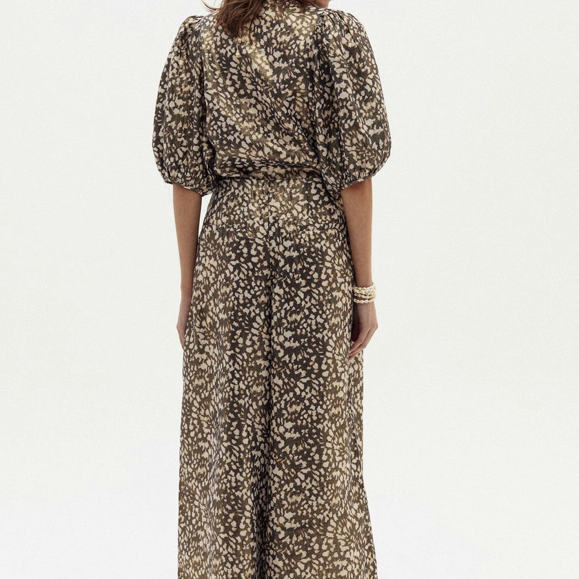 Culotte Metallic Linen Pants - Impala Print